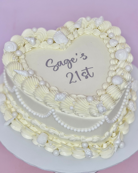 Seashell and Pearl Heart Shaped Speciality Cake