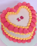Pink and Orange Heart Shaped Speciality Cake