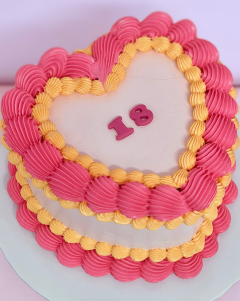 Pink and Orange Heart Shaped Speciality Cake