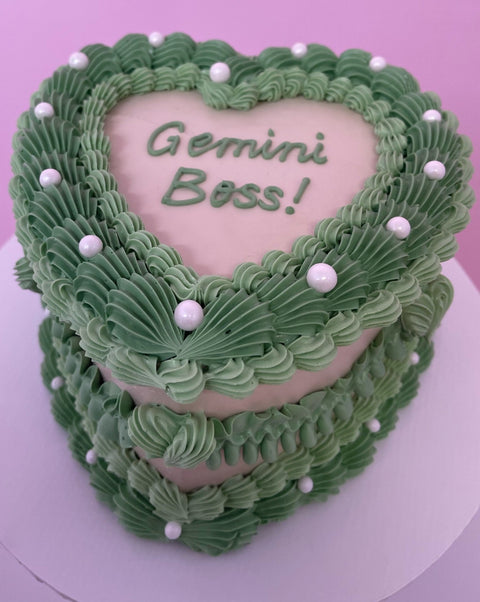 Vintage Piping Heart Shaped Speciality Cake