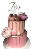 Cake Creations by Kate™ SpecialityCakes 2-Tier Pink Watercolour Buttercream with Metallic Drip Floral Speciality Cake