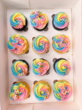 Rainbow Fancy Swirl Large Cupcakes