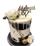 Black and White Watercolour Buttercream Floral Double Height Speciality Cake
