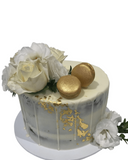 Classic White and Gold Floral Semi-Naked Speciality Cake