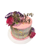 Floral Purple, Pink and Gold Semi-Naked Buttercream Speciality Cake