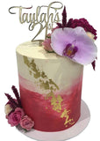 Ombre with Gold Flakes Floral Double-Height Speciality Cake