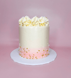 Peach And White Buttercream Simple Cake