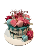 Pink and Teal Semi-Naked Buttercream Floral Speciality Cake