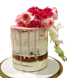Pink Floral Semi-Naked Buttercream Double Height Speciality Cake