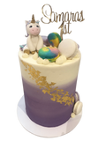 Rainbow Unicorn Purple Ombre Buttercream Double Height Speciality Cake