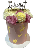 Smooth Buttercream w/ Gold Flakes Floral Double-Height Speciality Cake
