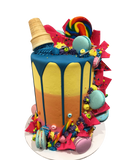 Vibrant Candies and Macarons Ombre Buttercream Double-Height Speciality Cake