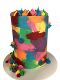 Vibrant Patchy Watercolour Buttercream Double-Height Speciality Cake