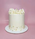 White, Silver And Gold Buttercream Simple Cake