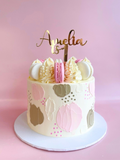 Pink and Latte Brown Buttercream Cake