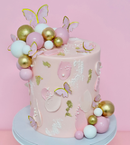Pink and Gold Butterfly Extended Height Speciality Cake