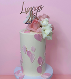 Pink and White Rose and Petal Double Height Cake