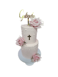 2-Tier Pastel Pink With Pearls Extended Height Cake