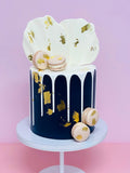 Navy Blue, White and Gold Extended Height Speciality Cake