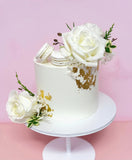 Classic White and Gold Floral Standard Height Cake