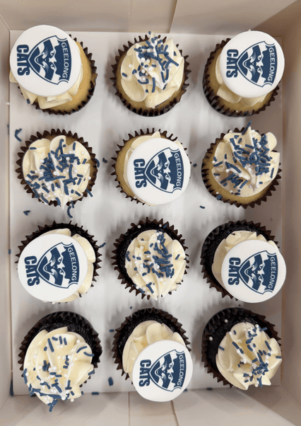 Cake Creations by Kate™ Mini Cupcakes AFL Grand Final 2024 GEELONG CATS Mini Cupcakes