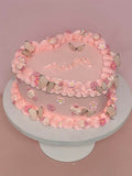 Dainty Butterfly and Flowers Heart Shaped Speciality Cake