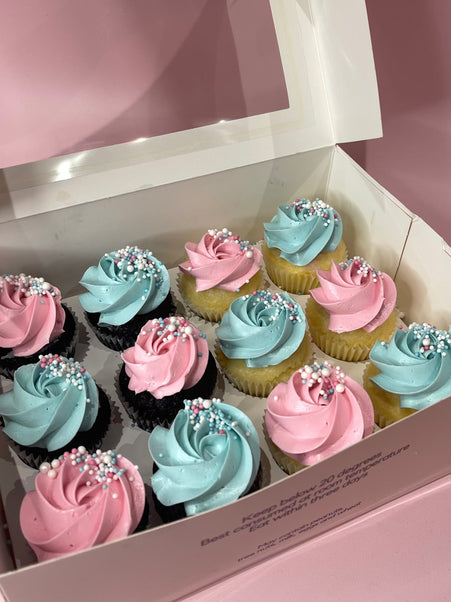 Cake Creations by Kate™ Mini Cupcakes Baby Blue and Pink Mini Cupcakes