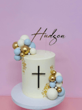 Cake Creations by Kate™ SpecialityCakes Blue, White and Gold Cross Extended Height Cake