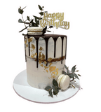 Cake Creations by Kate™ SpecialityCakes Elegant White Semi-Naked & Gold Floral Extended Height Cake