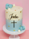Cake Creations by Kate™ SpecialityCakes Light Blue and White Baptism Double Height Speciality Cake