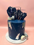 Cake Creations by Kate™ SpecialityCakes Navy Blue, and Silver Extended Height Speciality Cake
