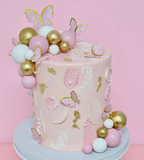 Pink and Gold Butterfly Extended Height Speciality Cake