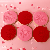 Cake Creations by Kate™ Reachdesk - 6 Handmade Fondant 'Happy Valentines Day' Biscuits