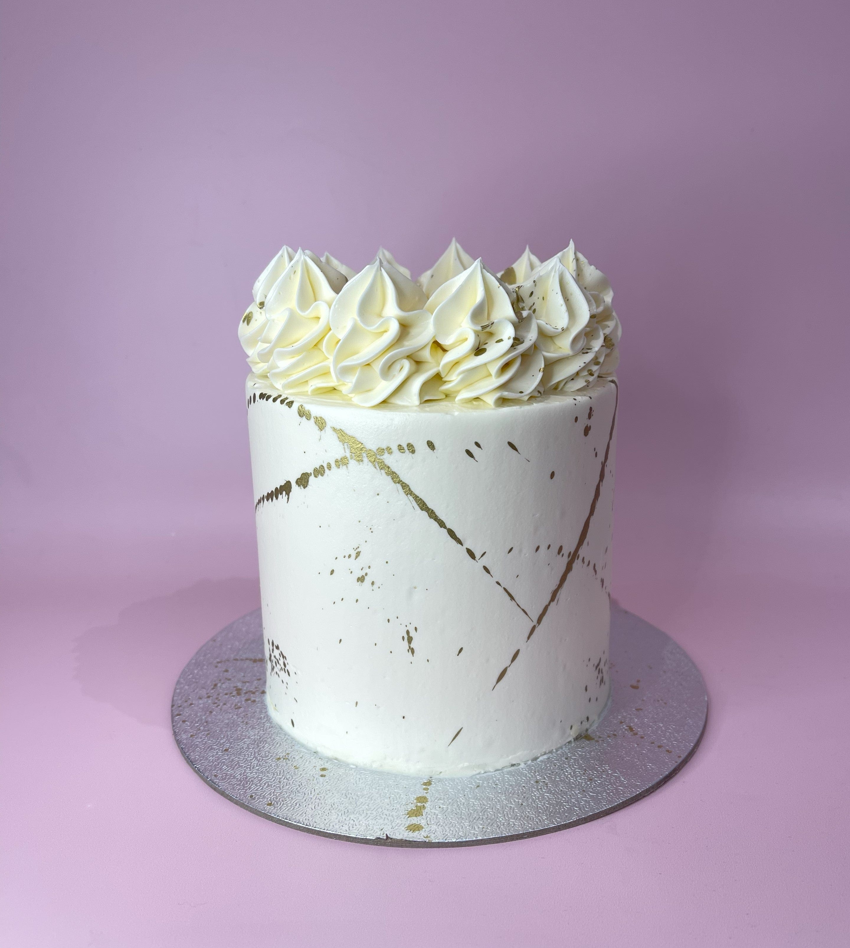 Cake Creations by Kate™ White and Gold Splash Simple Cake