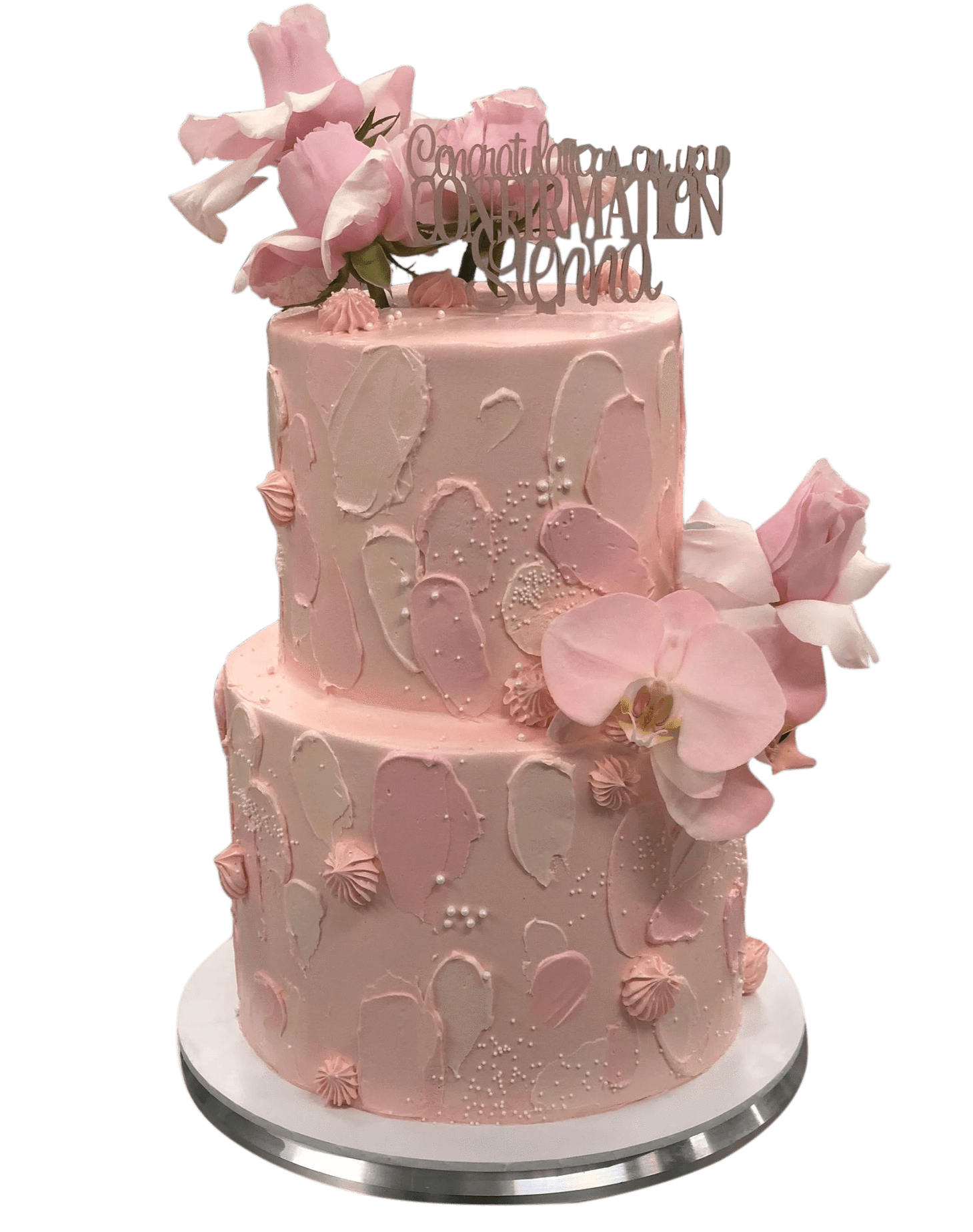 2-Tier Soft Pink Watercolour Floral Speciality Cake