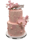 2-Tier Soft Pink Watercolour Floral Speciality Cake