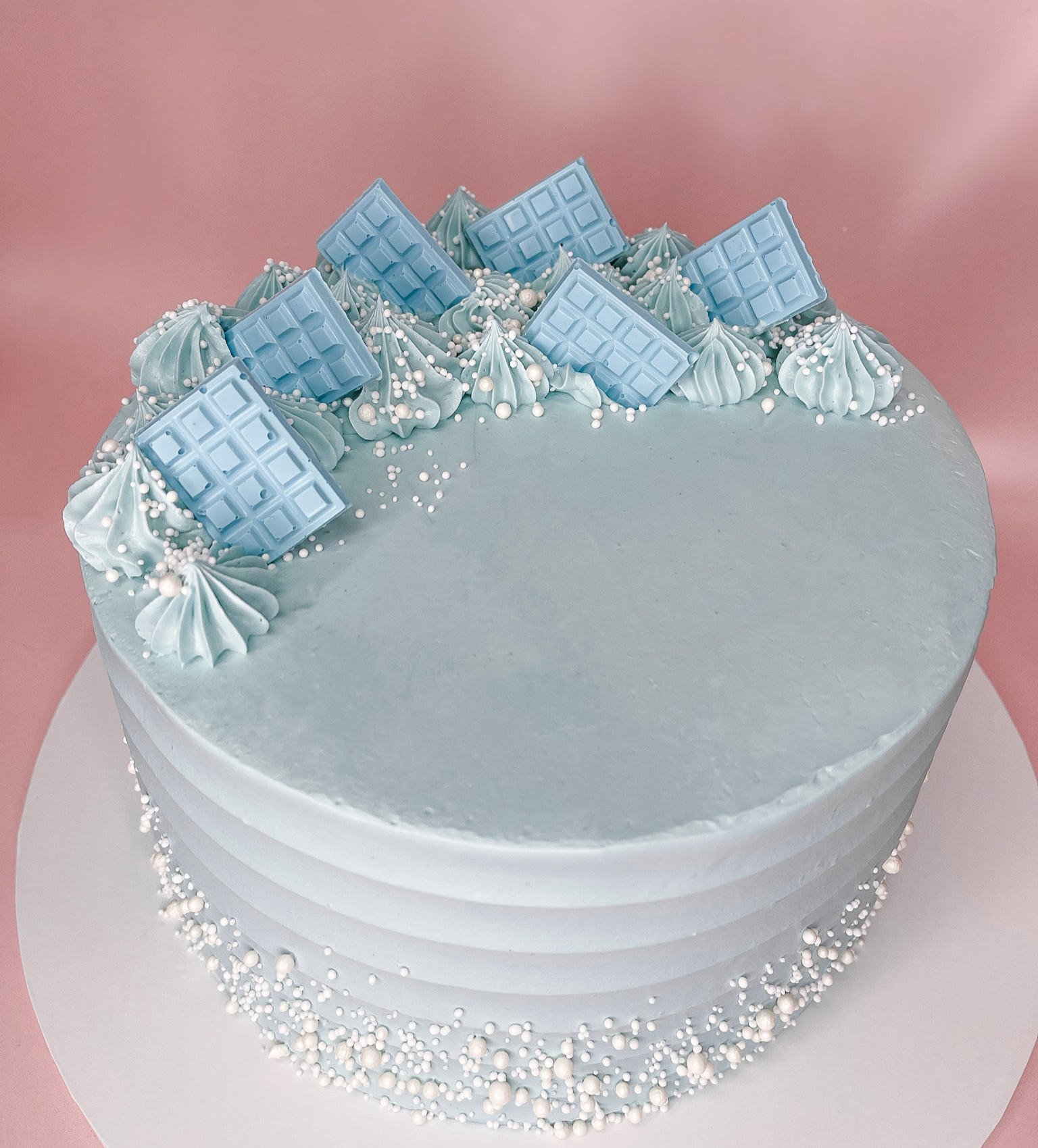 Baby Blue Buttercream Simple Cake