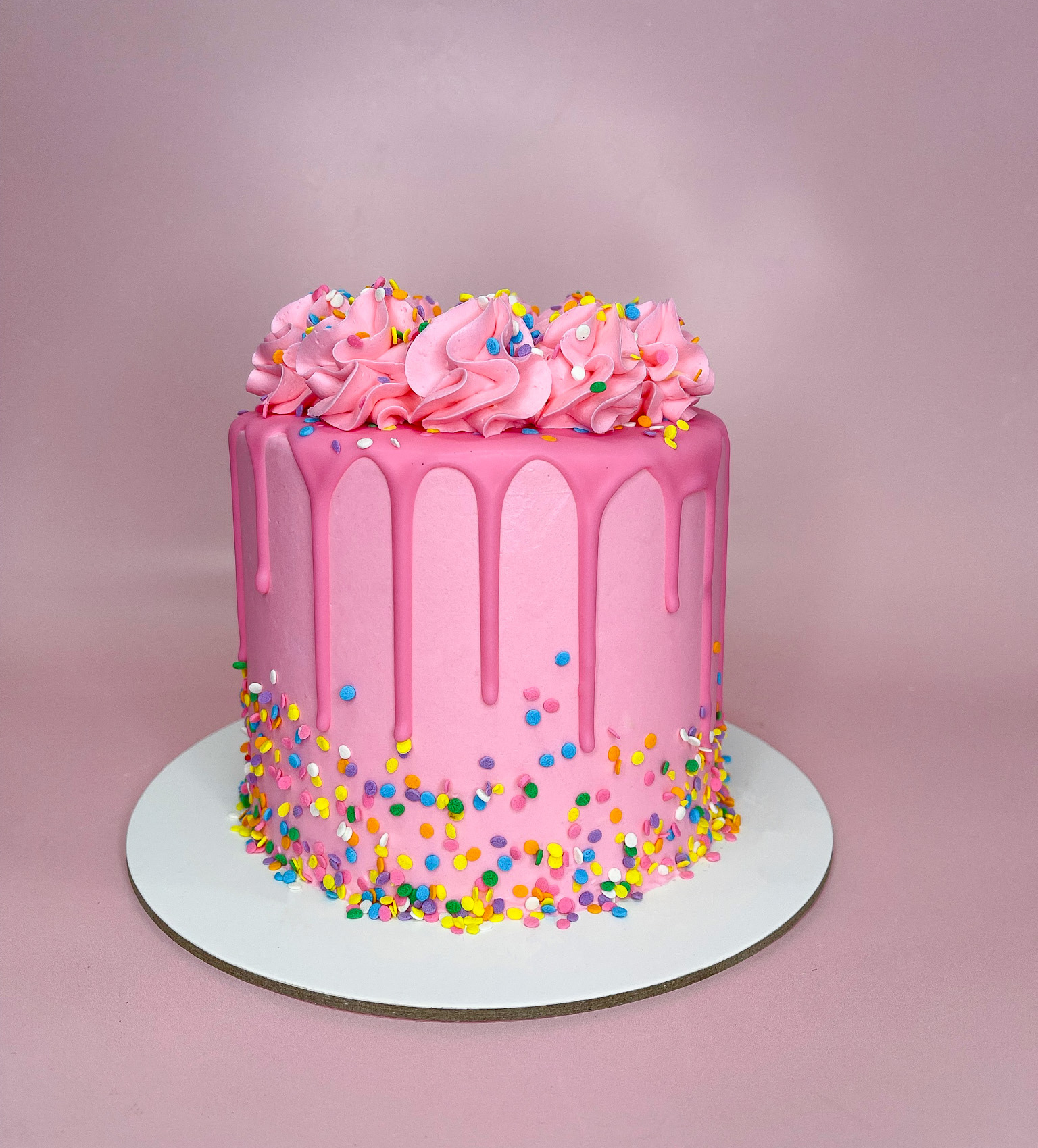 Pink Confetti Buttercream Simple Cake