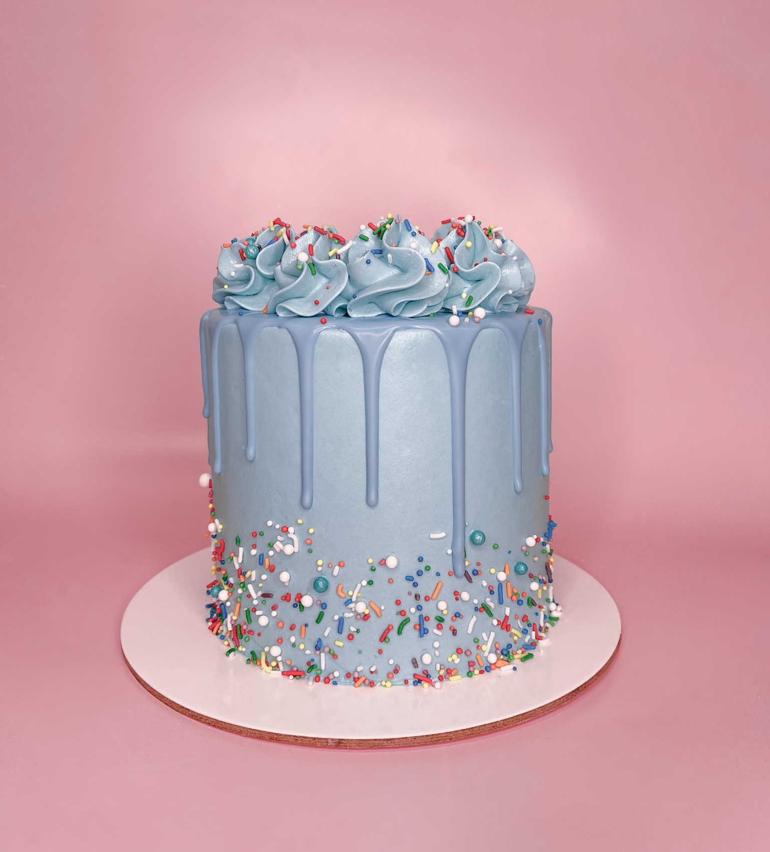 Blue Confetti Buttercream Simple Cake