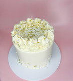 White, Silver And Gold Buttercream Simple Cake