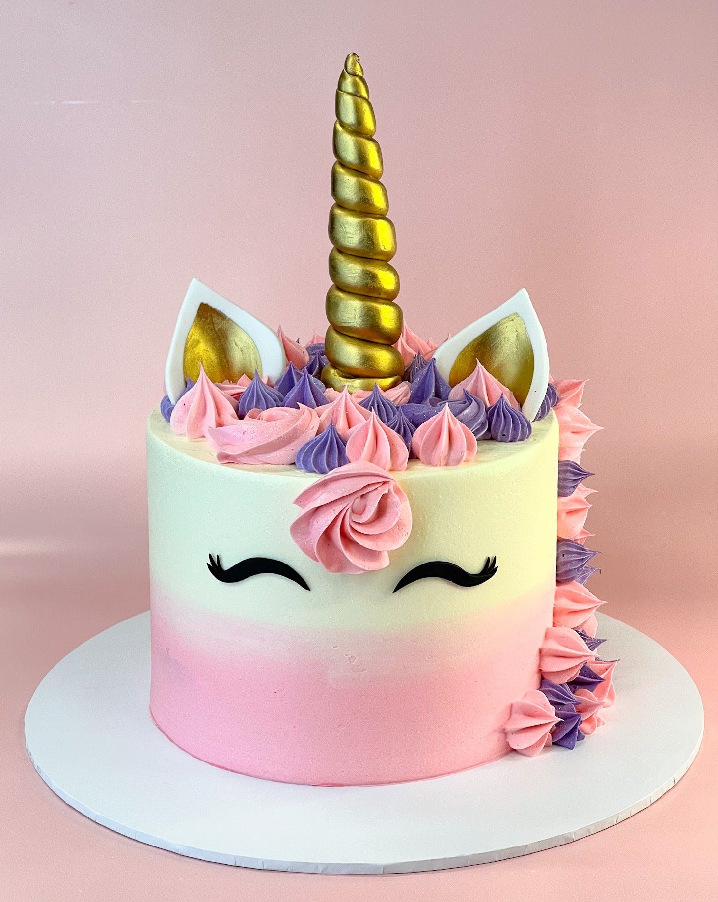 Pink and Purple Unicorn Ombre Buttercream Speciality Cake