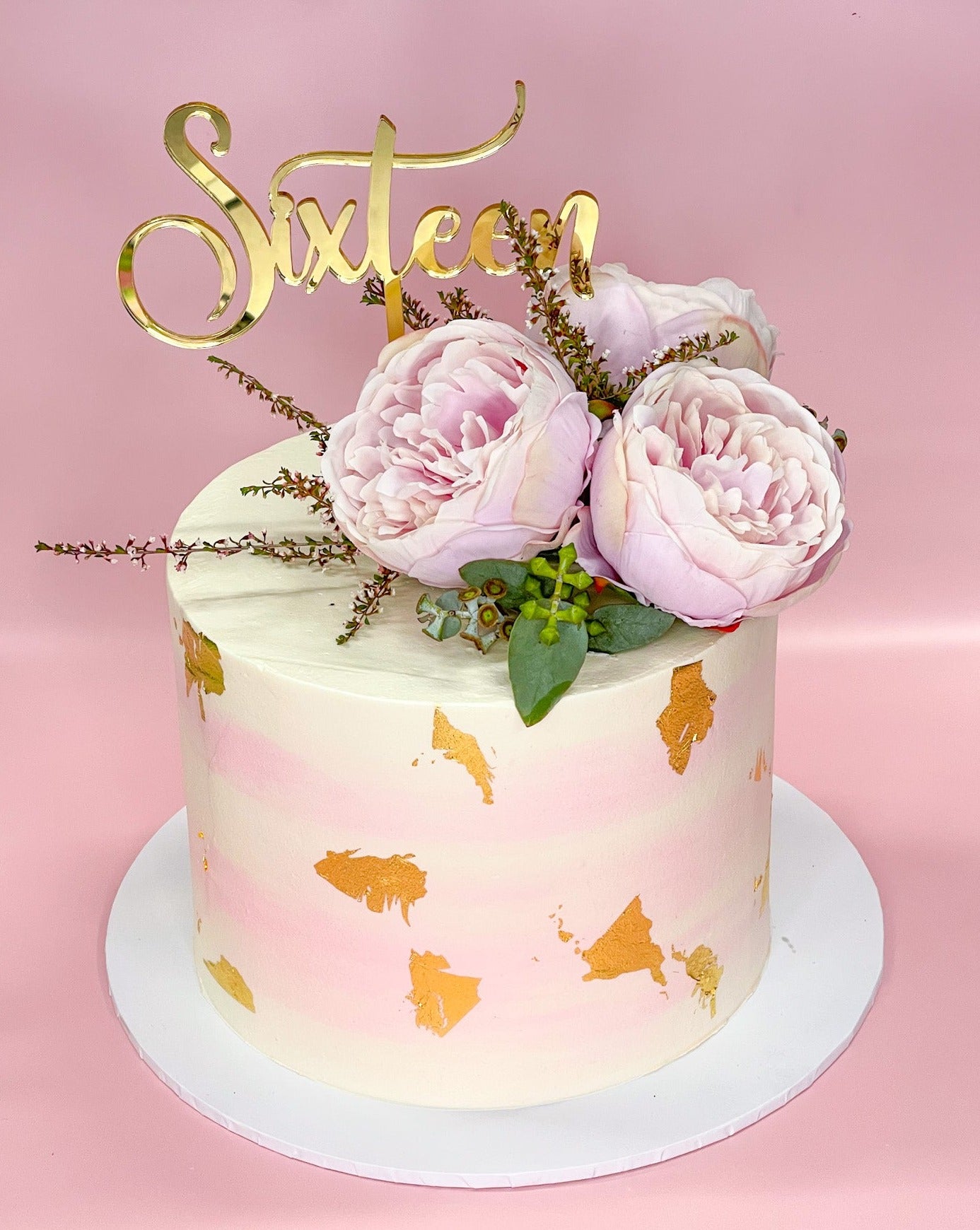 Pastel Pink and Gold Watercolour Buttercream Speciality Cake