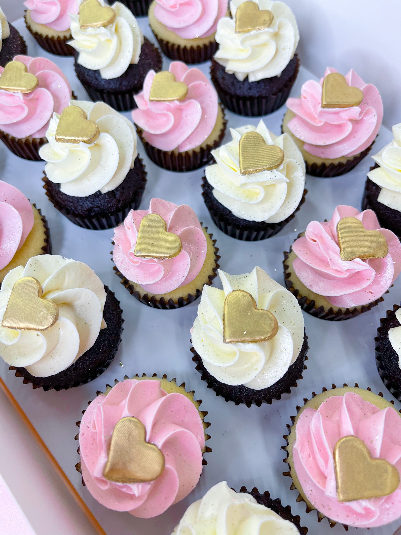 Shimmering Heart Mini Cupcakes