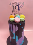 Purple, Blue and Black Watercolour Buttercream Double-Height Speciality Cake