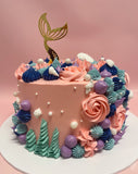 Gold Mermaid Tail and Pink Buttercream Speciality Cake