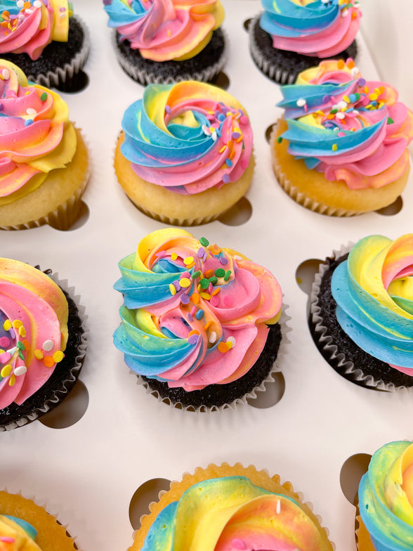 Rainbow Fancy Swirl Large Cupcakes