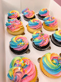 Rainbow Fancy Swirl Large Cupcakes
