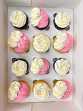 Pink & White Fancy Swirl Large Cupcakes