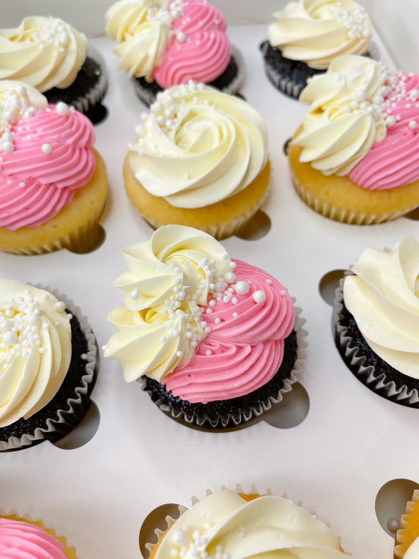 Pink & White Fancy Swirl Large Cupcakes