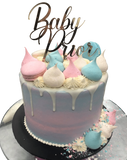 Baby Blue and Pink Meringue Kisses Watercolour Buttercream Speciality Cake
